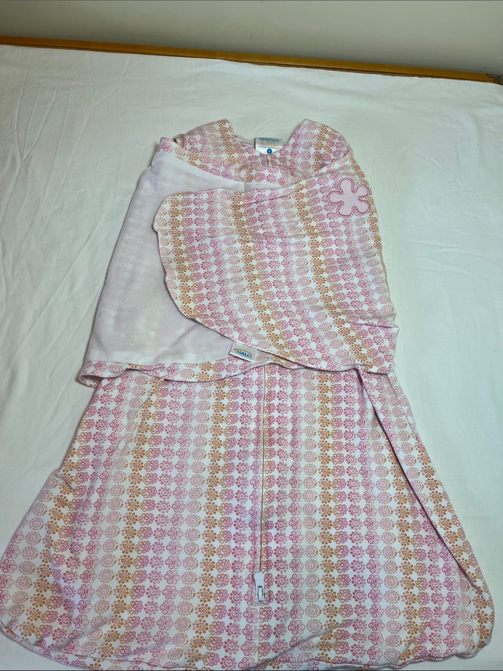 Small (3-6M) Halo Pink and Cream Floral Stripe Sleep Sack